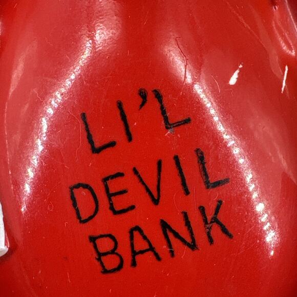 Vintage Li'l Devil Ceramic Coin Piggy Bank w/Stopper MCM Kitschy Style REPAIR - Picture 16 of 16